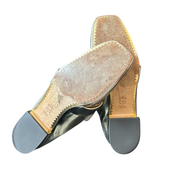 Tory Burch  Gold Mules with Square Toe and Decorative Buckle size 9 1/2 - Picture 9 of 13
